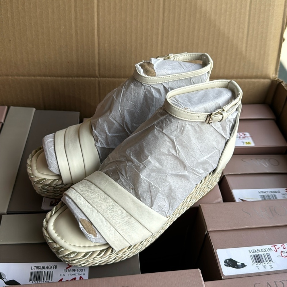 Franco Sarto A-Via Espadrille Platform Wedge Sandal in Shine White - Picture 6 of 8
